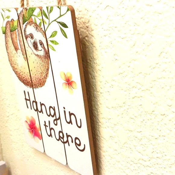 SLOTH Wall Hanging "Hang in There" CUTE Decor Sloth Collector - Picture 4 of 11